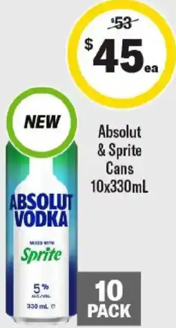 Liquorland Absolut & Sprite Cans offer
