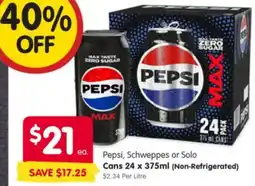 Spar Pepsi, Schweppes or Solo Cans offer