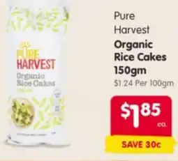 Spar Pure Harvest Organic Rice Cakes offer