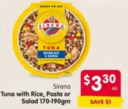 Spar Tuna with Rice, Pasta or Salad offer