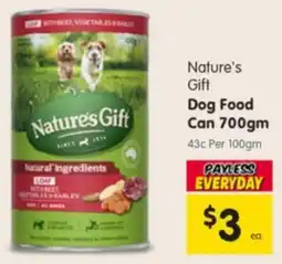 Spar Nature's Gift Dog Food Can offer