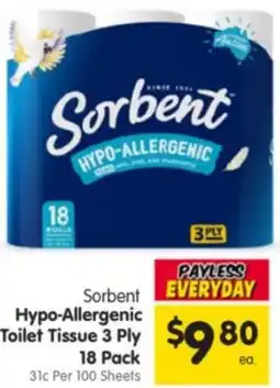Spar Sorbent Hypo-Allergenic Toilet Tissue 3 Ply offer