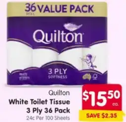 Spar Quilton White Toilet Tissue 3 Ply offer
