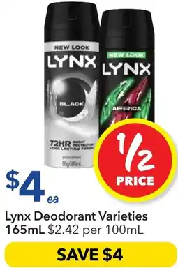 Ritchies Lynx Deodorant Varieties offer