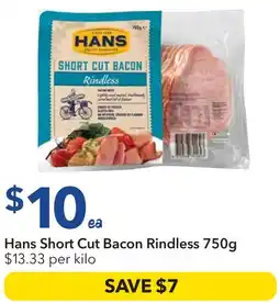 Ritchies Hans Short Cut Bacon Rindless offer