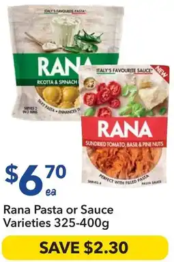Ritchies Rana Pasta or Sauce Varieties offer