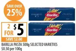 Supabarn Barilla pasta selected varieties offer