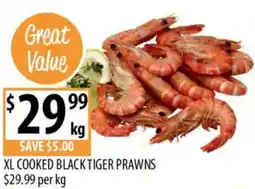 Supabarn Xl cooked black tiger prawns offer