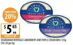 Supabarn Tasmanian heritage camembert and triple cream brie offer
