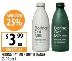 Supabarn Boring oat milk uht range offer