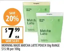 Supabarn Morning made matcha latte pouch range offer