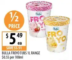 Supabarn Bulla froyo tubs range offer