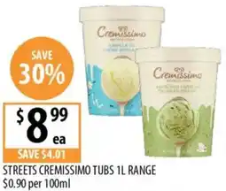Supabarn Streets cremissimo tubs range offer