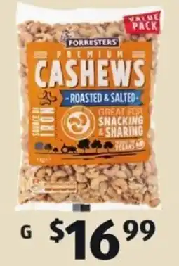 ALDI G Forresters Roasted & Salted Cashews offer
