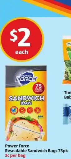 ALDI Power Force Resealable Sandwich Bags offer