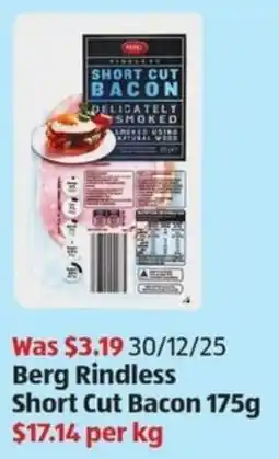 ALDI Berg Rindless Short Cut Bacon offer