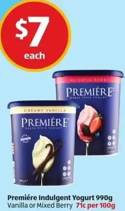 ALDI Premiére Indulgent Yogurt offer