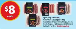 ALDI Specially Selected Gourmet Sausages offer