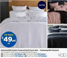 Spotlight Selected koo cotton textured quilt cover sets offer