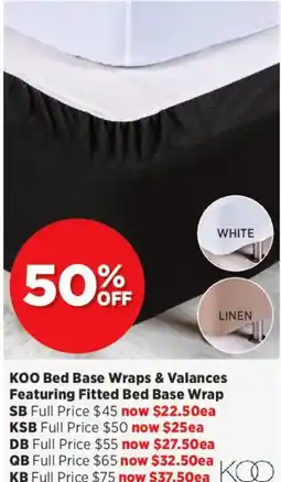 Spotlight Koo bed base wraps & valances offer