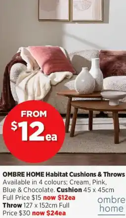 Spotlight Ombre home habitat cushions & throws offer