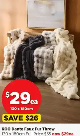 Spotlight KOO Dante Faux Fur Throw offer