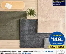 Spotlight Koo cumulus shaggy rug offer