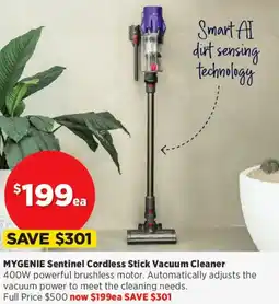 Spotlight Mygenie sentinel cordless stick vacuum cleaner offer