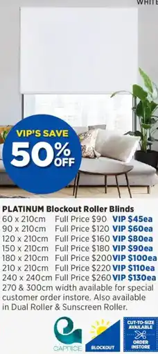Spotlight Platinum blockout roller blinds offer
