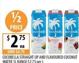Supabarn Cocobella straight up and flavoured coconut water offer