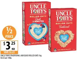 Supabarn Uncle tobys traditional and quick rolled oats offer