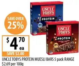 Supabarn Uncle tobys protein muesli bars offer