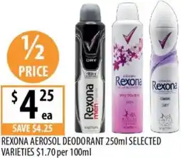 Supabarn Rexona aerosol deodorant offer