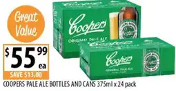 Supabarn Coopers pale ale bottles and cans offer