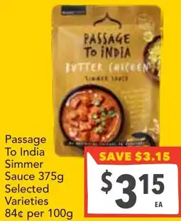 Supa Valu Passage To India Simmer Sauce offer