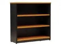 LivingStyles Logan 3 Shelf Bookcase, Beech / Black offer