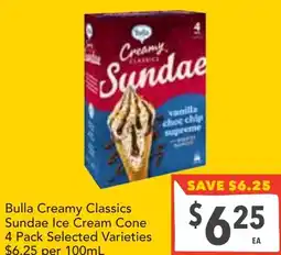 Supa Valu Bulla Creamy Classics Sundae Ice Cream Cone offer
