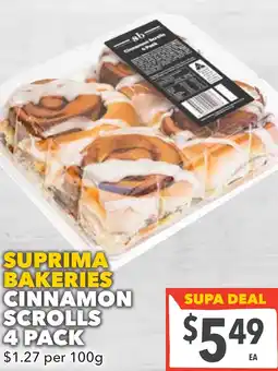 Supa Valu Suprima bakeries cinnamon scrolls offer