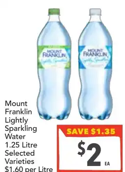 Supa Valu Mount Franklin Lightly Sparkling Water offer