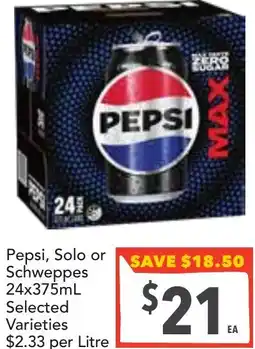 Supa Valu Pepsi, Solo or Schweppes offer