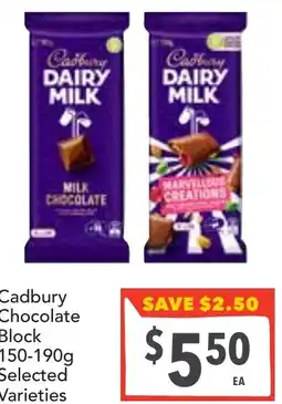 Supa Valu Cadbury Chocolate Block offer