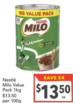 Supa Valu Nestlé Milo Value Pack offer