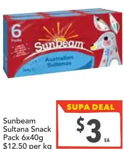 Supa Valu Sunbeam Sultana Snack Pack offer
