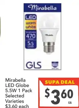 Supa Valu Mirabella led globe 5.5W offer