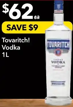 Supa Valu Tovaritch Vodka offer
