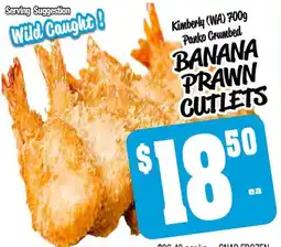 Farmer Jack's banana prawn cutlets offer