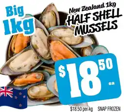 Farmer Jack's Half shell mussels offer