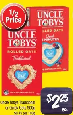 Farmer Jack's Uncle Tobys Traditional or Quick Oats offer