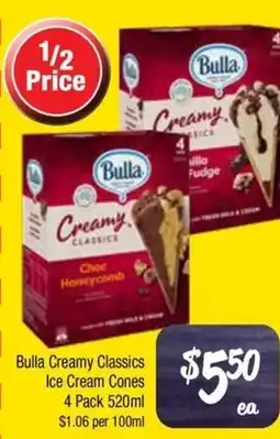 Farmer Jack's Bulla Creamy Classics Ice Cream Cones offer