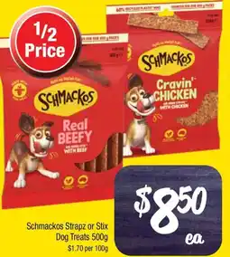 Farmer Jack's Schmackos Strapz or Stix Dog Treats offer